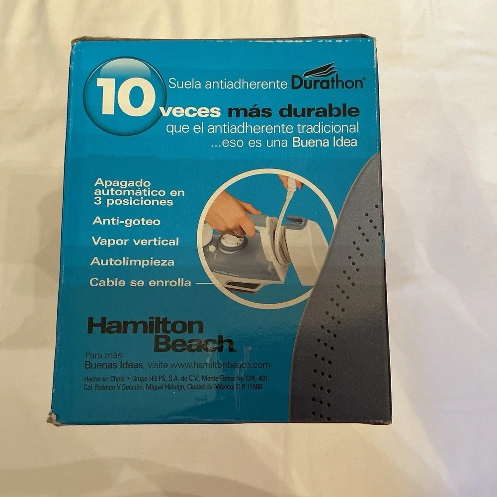 Hamilton Beach Durathon Steam Iron, Blue, Nonstick Soleplate, Open Box
